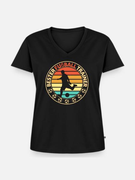 Fußball Trainer - Frauen Premium Bio T-Shirt mit V-Ausschnitt - Schwarz