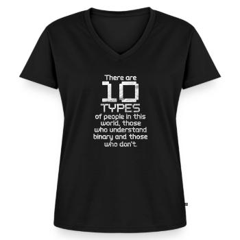 Code binaire - T-shirt encolure en V Premium bio Femme - noir - Devant - AI Model Female 172 light (172cm)