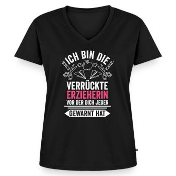 Erzieherin Pädagogin - Frauen Premium Bio T-Shirt mit V-Ausschnitt - Schwarz - Vorne - AI Model Female 172 light (172cm)