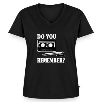 MC Musikkassette Kulli Kassette Spruch Retro Shirt - Frauen Premium Bio T-Shirt mit V-Ausschnitt - Schwarz - Vorne - AI Model Female 172 light (172cm)