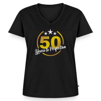 50. Geburtstag - 50 Jahre Perfektion - Frauen Premium Bio T-Shirt mit V-Ausschnitt - Schwarz - Vorne - AI Model Female 172 light (172cm)