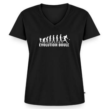 Cadeau de pétanque Boule Evolution Petanque Player - T-shirt encolure en V Premium bio Femme - noir - Devant - AI Model Female 172 light (172cm)