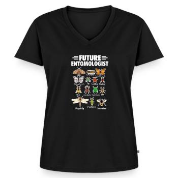entomology - Women's Premium Organic V-neck T-shirt - black - Front - AI Model Female 172 light (172cm)