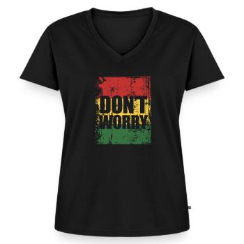 Reggae - Frauen Premium Bio T-Shirt mit V-Ausschnitt - Schwarz - Vorne - AI Model Female 172 light (172cm)