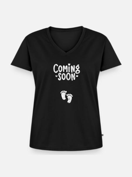 Schwangerschaft - Frauen Premium Bio T-Shirt mit V-Ausschnitt - Schwarz