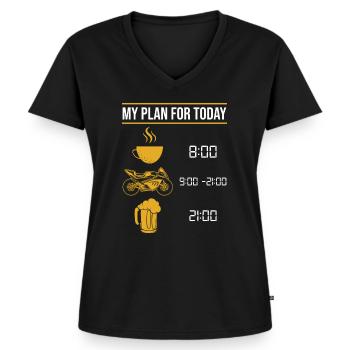Motard - T-shirt encolure en V Premium bio Femme - noir - Devant - AI Model Female 172 light (172cm)