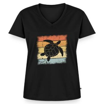 Schildkröten Motiv - Frauen Premium Bio T-Shirt mit V-Ausschnitt - Schwarz - Vorne - AI Model Female 172 light (172cm)