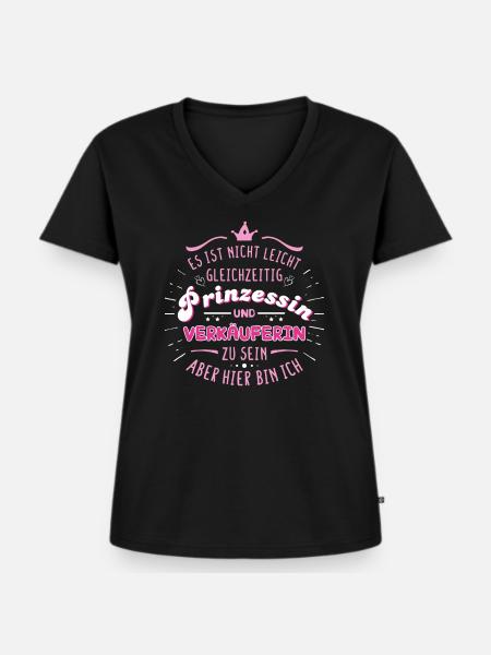 Verkäuferin Prinzessin Beruf - Frauen Premium Bio T-Shirt mit V-Ausschnitt - Schwarz