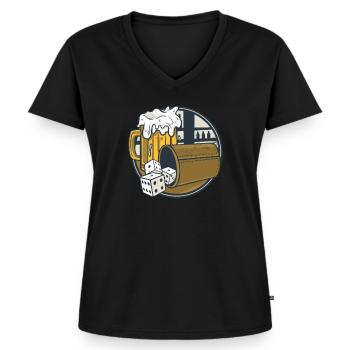 Schocken Würfelspiel Trinkspiel Kneipe - Frauen Premium Bio T-Shirt mit V-Ausschnitt - Schwarz - Vorne - AI Model Female 172 light (172cm)