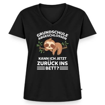 Faultier Grundschule Abschluss Schüler Grundschüle - Frauen Premium Bio T-Shirt mit V-Ausschnitt - Schwarz - Vorne - AI Model Female 172 light (172cm)