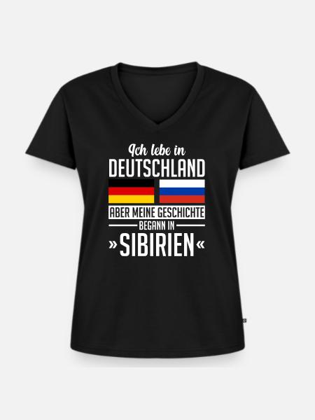 Sibire Deutschland Sibirien Sibirisches - Frauen Premium Bio T-Shirt mit V-Ausschnitt - Schwarz