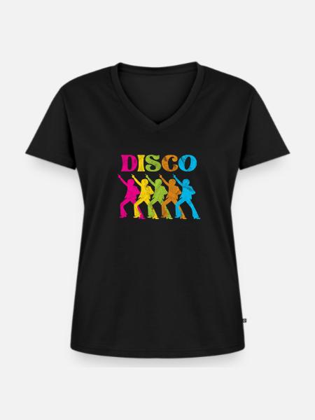 Disco - Frauen Premium Bio T-Shirt mit V-Ausschnitt - Schwarz