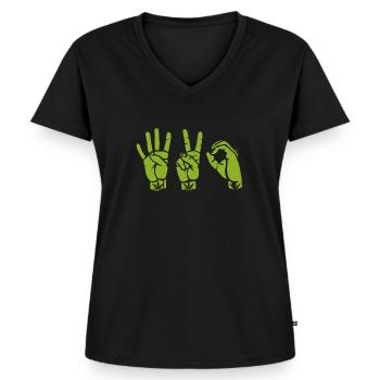 420 - T-shirt encolure en V Premium bio Femme - noir - Devant - AI Model Female 172 light (172cm)