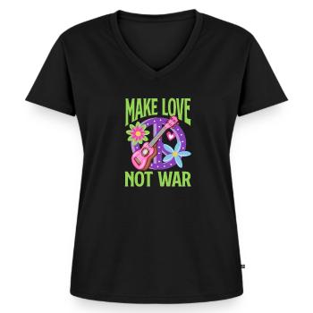 Hippie Peace 60s 70s Flower Power Gift - Women's Premium Organic V-neck T-shirt - black - Front - AI Model Female 172 light (172cm)