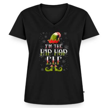 Hip Hop Elf Weihnachtsgeschenk - Frauen Premium Bio T-Shirt mit V-Ausschnitt - Schwarz - Vorne - AI Model Female 172 light (172cm)