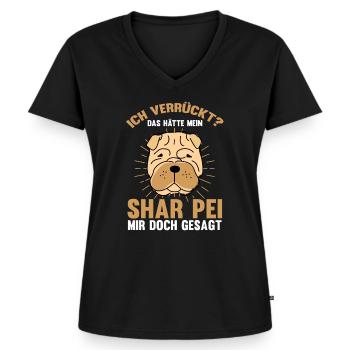 Shar Pei - Frauen Premium Bio T-Shirt mit V-Ausschnitt - Schwarz - Vorne - AI Model Female 172 light (172cm)
