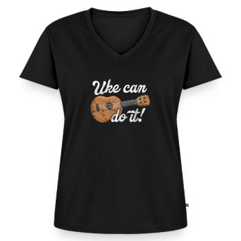 Ukulele - Frauen Premium Bio T-Shirt mit V-Ausschnitt - Schwarz - Vorne - AI Model Female 172 light (172cm)