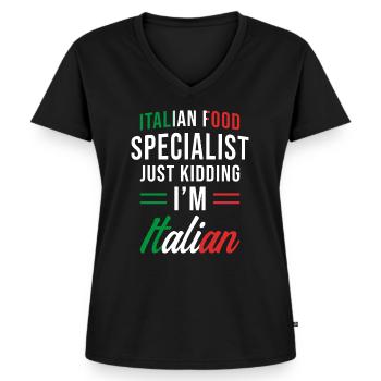 Cadeau italien Cuisine italienne - T-shirt encolure en V Premium bio Femme - noir - Devant - AI Model Female 172 light (172cm)