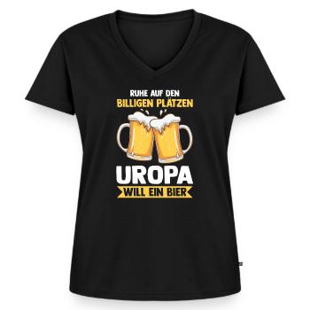 Uropa Bier - Frauen Premium Bio T-Shirt mit V-Ausschnitt - Schwarz - Vorne - AI Model Female 172 light (172cm)