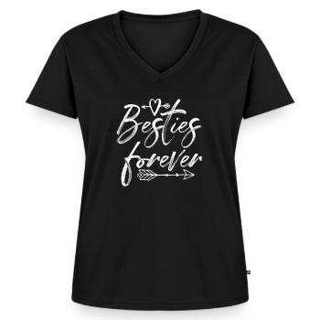 Besties forever - Frauen Premium Bio T-Shirt mit V-Ausschnitt - Schwarz - Vorne - AI Model Female 172 light (172cm)