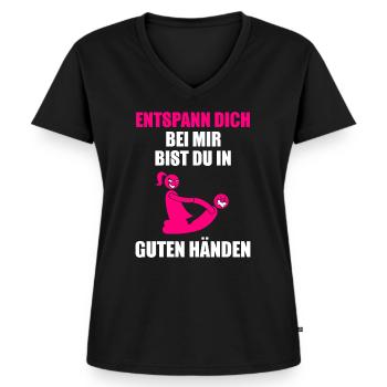 Physiotherapeutin Spruch Physio Behandlung - Frauen Premium Bio T-Shirt mit V-Ausschnitt - Schwarz - Vorne - AI Model Female 172 light (172cm)