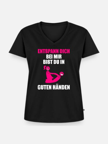Physiotherapeutin Spruch Physio Behandlung - Frauen Premium Bio T-Shirt mit V-Ausschnitt - Schwarz