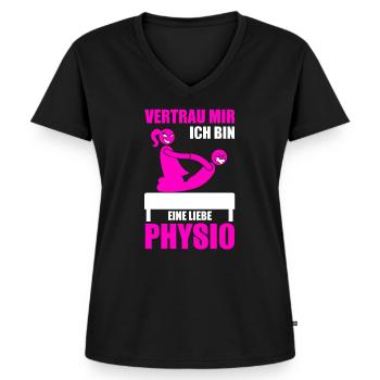 Physiotherapeutin Spruch Lustig Physio - Frauen Premium Bio T-Shirt mit V-Ausschnitt - Schwarz - Vorne - AI Model Female 172 light (172cm)