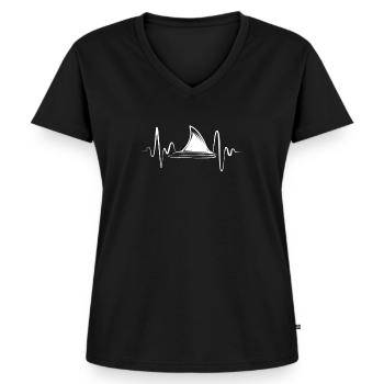 Hai - Frauen Premium Bio T-Shirt mit V-Ausschnitt - Schwarz - Vorne - AI Model Female 172 light (172cm)