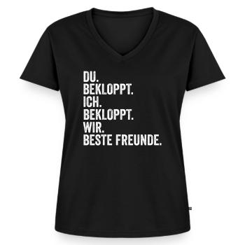 Bester Freund - Frauen Premium Bio T-Shirt mit V-Ausschnitt - Schwarz - Vorne - AI Model Female 172 light (172cm)