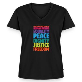 Menschenrechte - Frauen Premium Bio T-Shirt mit V-Ausschnitt - Schwarz - Vorne - AI Model Female 172 light (172cm)