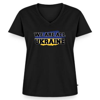 Ukraine We are all Ukraine - Women's Premium Organic V-neck T-shirt - black - Front - AI Model Female 172 light (172cm)
