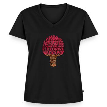 Ping-Pong Tischtennis - Frauen Premium Bio T-Shirt mit V-Ausschnitt - Schwarz - Vorne - AI Model Female 172 light (172cm)