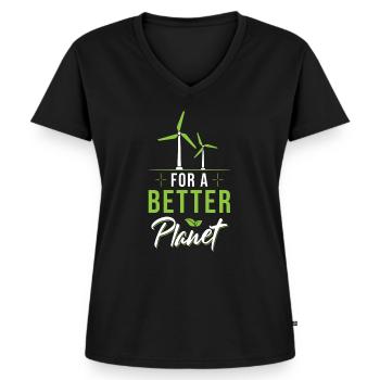 Windrad Spruch - Frauen Premium Bio T-Shirt mit V-Ausschnitt - Schwarz - Vorne - AI Model Female 172 light (172cm)