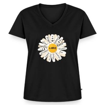 Motivation - Frauen Premium Bio T-Shirt mit V-Ausschnitt - Schwarz - Vorne - AI Model Female 172 light (172cm)
