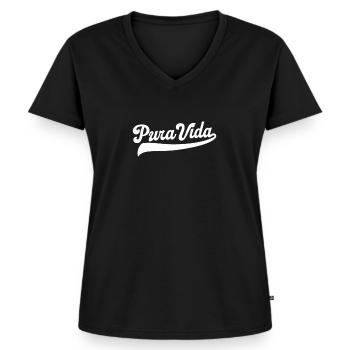Costa Rica - Frauen Premium Bio T-Shirt mit V-Ausschnitt - Schwarz - Vorne - AI Model Female 172 light (172cm)