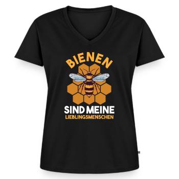 Imker Honig Bienen - Frauen Premium Bio T-Shirt mit V-Ausschnitt - Schwarz - Vorne - AI Model Female 172 light (172cm)