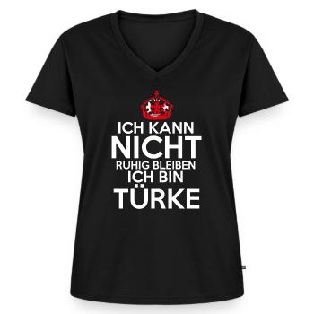 Türkiye Türkei Türke Türkisches - Frauen Premium Bio T-Shirt mit V-Ausschnitt - Schwarz - Vorne - AI Model Female 172 light (172cm)
