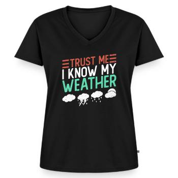 Météorologue Météo Climat Prévisions Météo - T-shirt encolure en V Premium bio Femme - noir - Devant - AI Model Female 172 light (172cm)