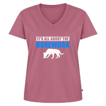 Polizeihund Nosework Spürhund - Frauen Premium Bio T-Shirt mit V-Ausschnitt - Mauve - Vorne - AI Model Female 172 dark (172cm)