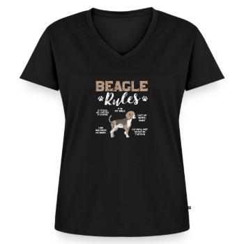 Beagle - Frauen Premium Bio T-Shirt mit V-Ausschnitt - Schwarz - Vorne - AI Model Female 172 light (172cm)
