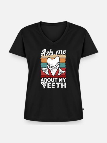 Haifischzähne Haizahn Fossil Sammler - Frauen Premium Bio T-Shirt mit V-Ausschnitt - Schwarz