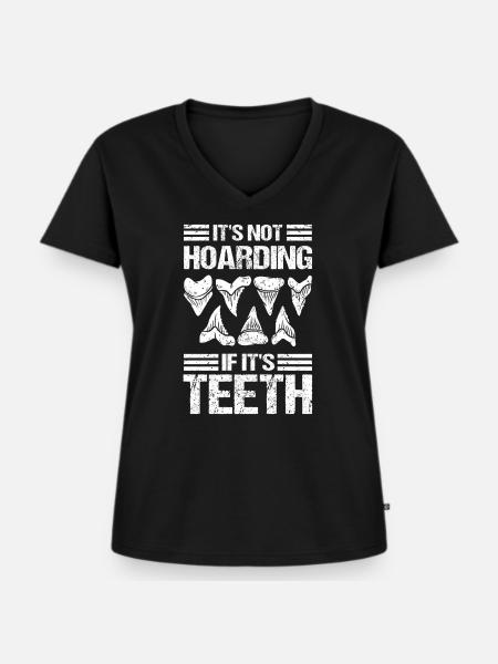 Haizahn Sammlung Haifischzähne - Frauen Premium Bio T-Shirt mit V-Ausschnitt - Schwarz