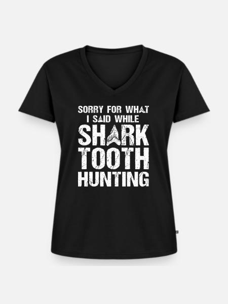 Haifischzähne Fossil Sammler Haizahn - Frauen Premium Bio T-Shirt mit V-Ausschnitt - Schwarz