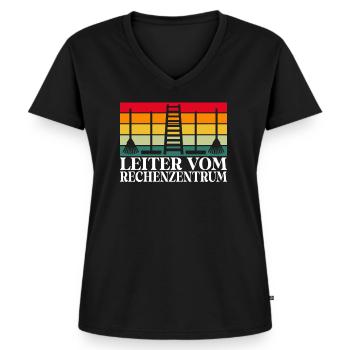 Lustiges Leiter vom Rechenzentrum Gartenarbeit Frü - Frauen Premium Bio T-Shirt mit V-Ausschnitt - Schwarz - Vorne - AI Model Female 172 light (172cm)