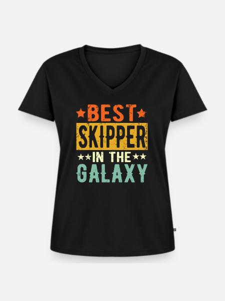 Best Skipper ever Skipper Geschenk - Frauen Premium Bio T-Shirt mit V-Ausschnitt - Schwarz