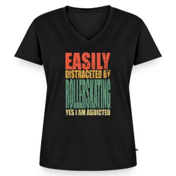 Rollerskating Spruch lustig - Frauen Premium Bio T-Shirt mit V-Ausschnitt - Schwarz - Vorne - AI Model Female 172 light (172cm)