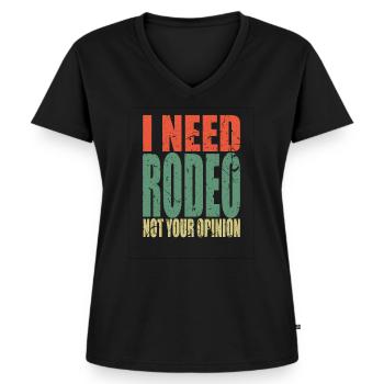 Rodéo en disant drôle - T-shirt encolure en V Premium bio Femme - noir - Devant - AI Model Female 172 light (172cm)