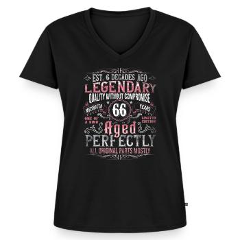 Vintage 66 Aged Perfectly Frauen am 66. Geburtstag - Frauen Premium Bio T-Shirt mit V-Ausschnitt - Schwarz - Vorne - AI Model Female 172 light (172cm)