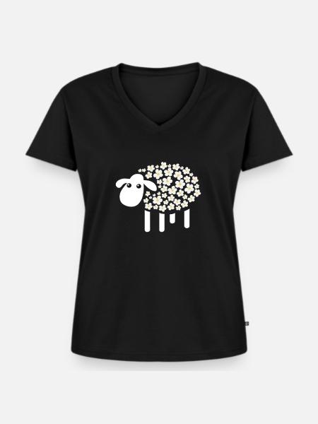 Schaf - Frauen Premium Bio T-Shirt mit V-Ausschnitt - Schwarz