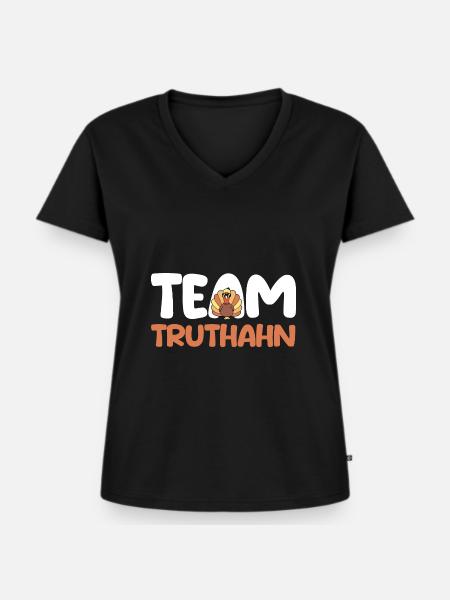 Truthuhn Truthahn - Frauen Premium Bio T-Shirt mit V-Ausschnitt - Schwarz